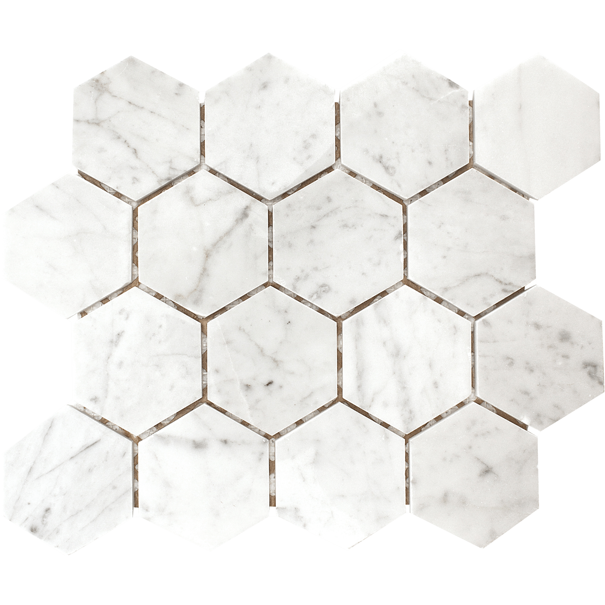 Carrara White Polished 3in Hex 1