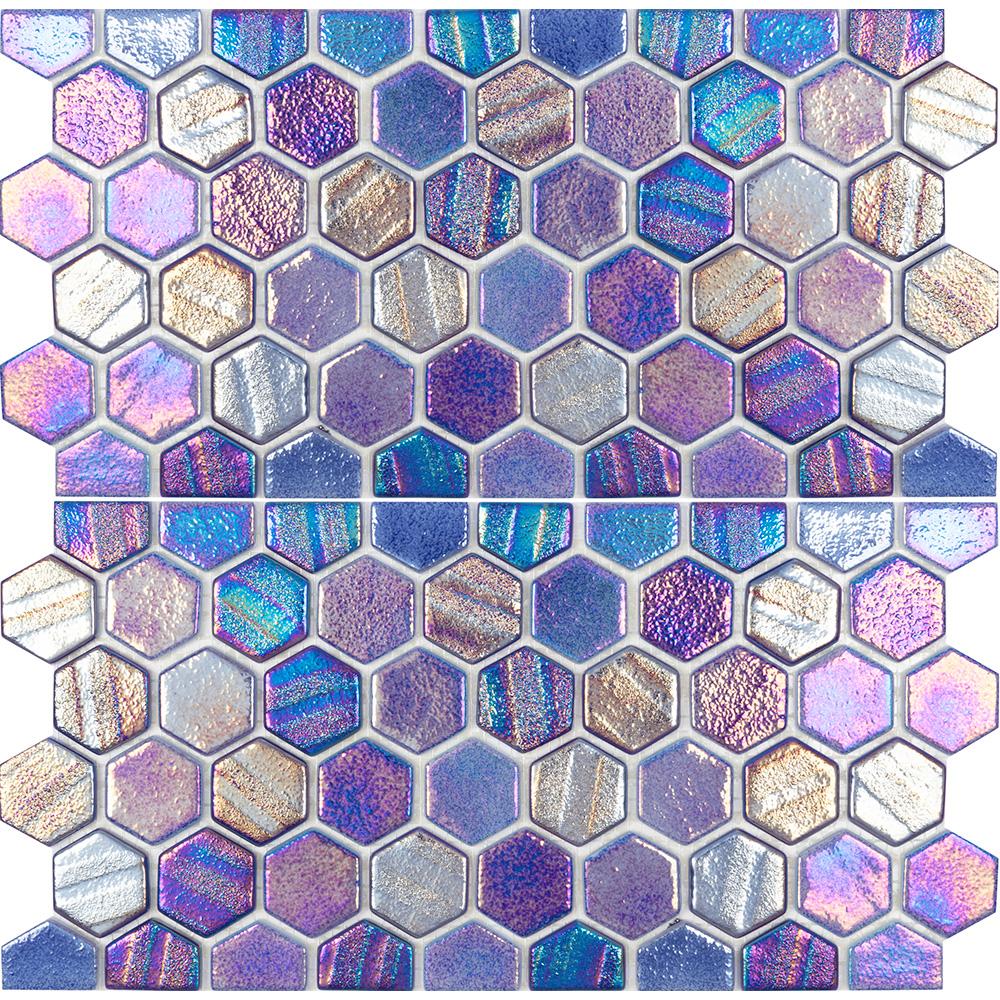 WEB Illusion Dark Blue Hex Mosaic with border