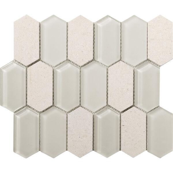 WEB Stone Glass Blend Chablis Honed Hex with Glass 12x12 2