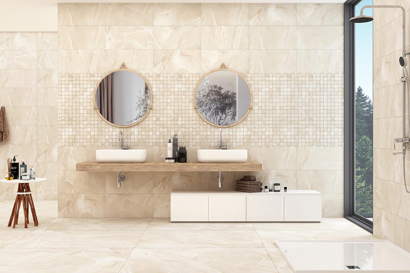 WEB 4 BATHROOM WITH FIELD TILES AND MOSAIC LUCCA ONYX